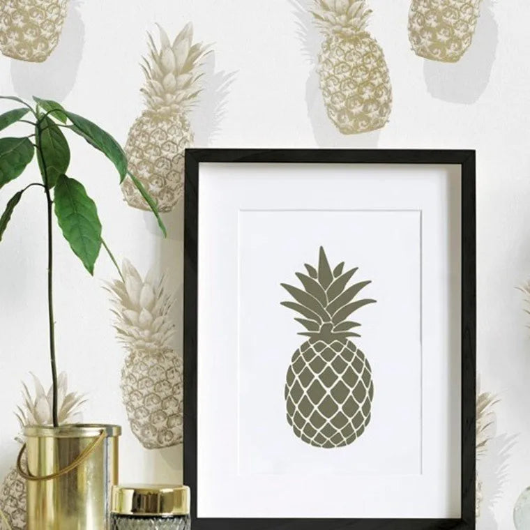 Wallpaper installed in a room showing its full pattern, color