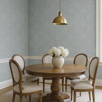 Dining Room featuring Thibaut GRASSCLOTH RESOURCE 7 T10383 as full room coverage in a Traditional, Transitional, Elegant, Calm interior.