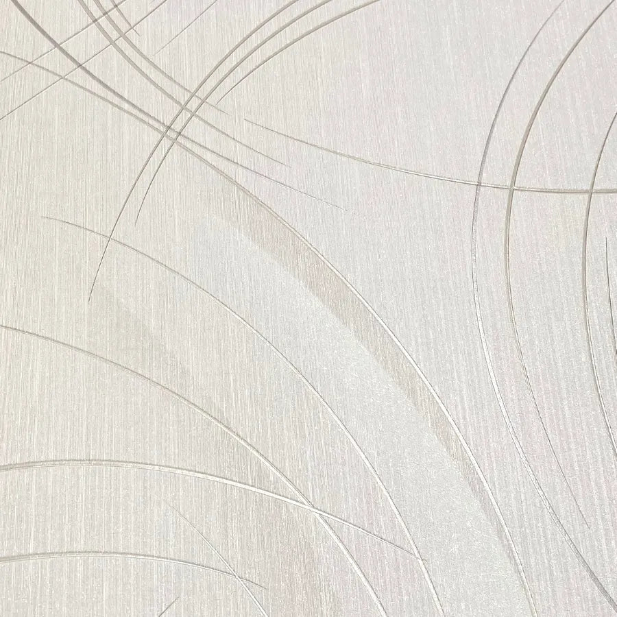 Closeup of a wallpaper showing its Contemporary, Cream, Embossed, Neutrals, Textures, Waves pattern, color, and subtle texture.