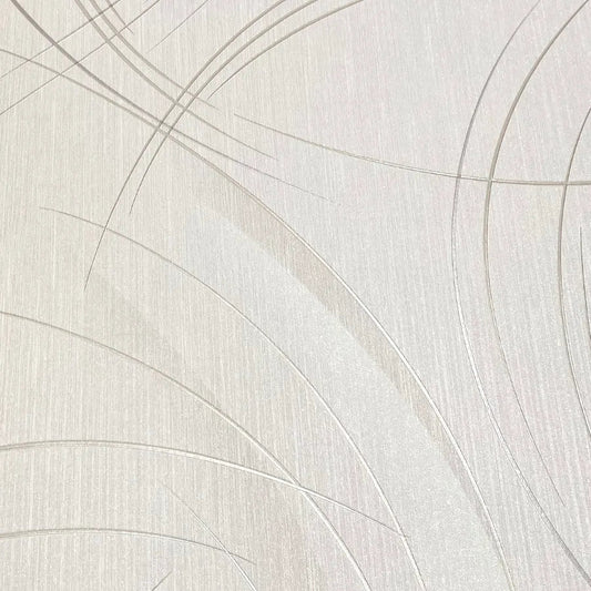 Closeup of a wallpaper showing its Contemporary, Cream, Embossed, Neutrals, Textures, Waves pattern, color, and subtle texture.