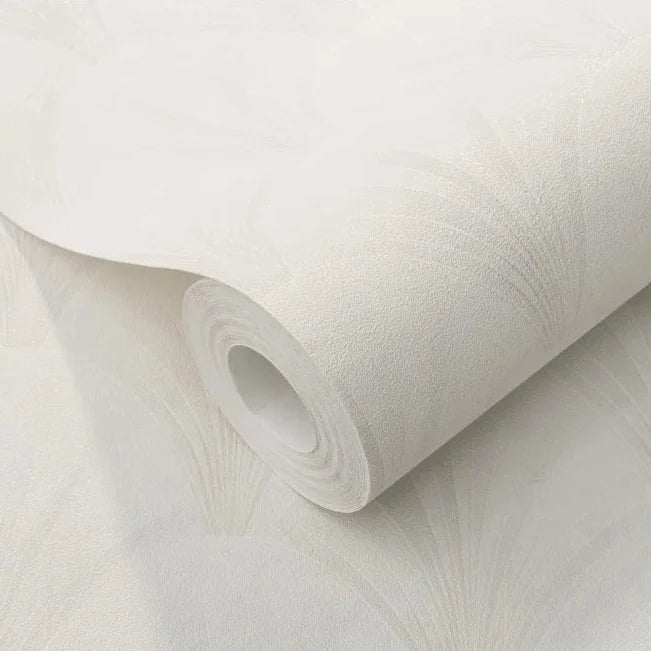 Erismann Elle Decoration light Art Deco fan wallpaper in soft white and beige tones roll detail.