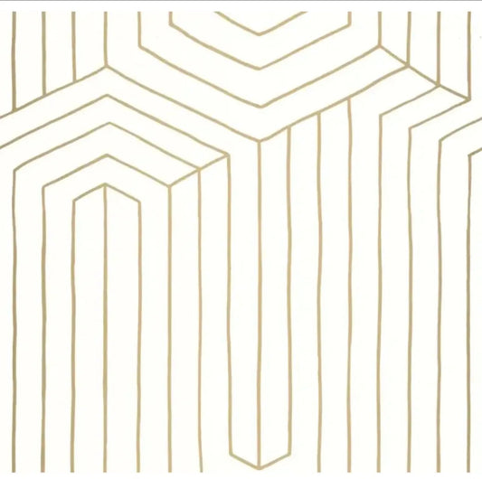 Closeup of a wallpaper showing its Art-Deco, Geometric, Neutrals pattern, color, and subtle texture.