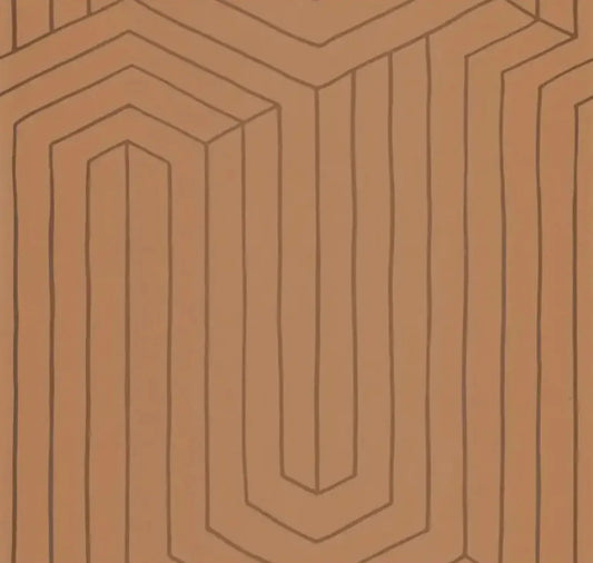 Closeup of a wallpaper showing its Art-Deco, Geometric, Neutrals pattern, color, and subtle texture.