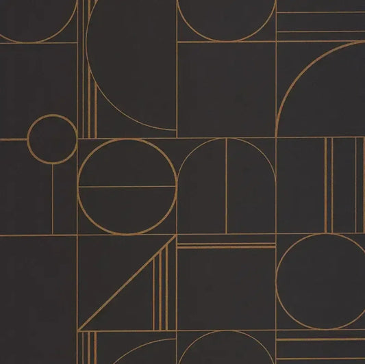 Closeup of a wallpaper showing its Art-Deco, Dramatic, Geometric pattern, color, and subtle texture.