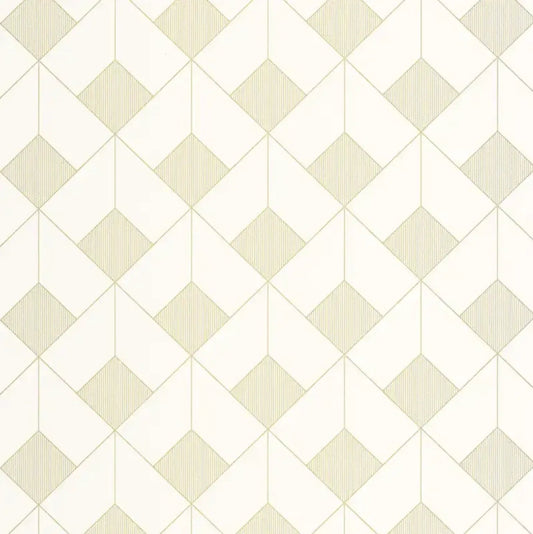 Closeup of a wallpaper showing its Art-Deco, Geometric, Neutrals, Two-tone pattern, color, and subtle texture.