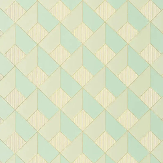 Closeup of a wallpaper showing its Art-Deco, Geometric, Pastels pattern, color, and subtle texture.