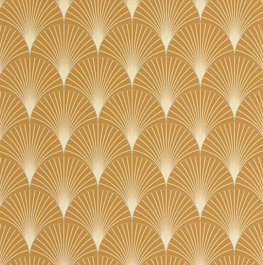 Closeup of a wallpaper showing its Art-Deco, Contemporary, Neutrals, Two-tone pattern, color, and subtle texture.