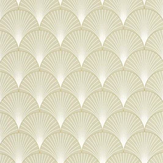 Closeup of a wallpaper showing its Art-Deco, Contemporary, Neutrals, Two-tone pattern, color, and subtle texture.