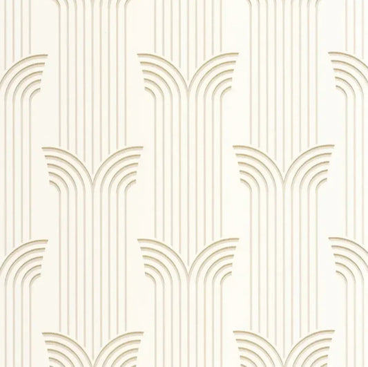 Closeup of a wallpaper showing its Art-Deco, Contemporary, Neutrals pattern, color, and subtle texture.
