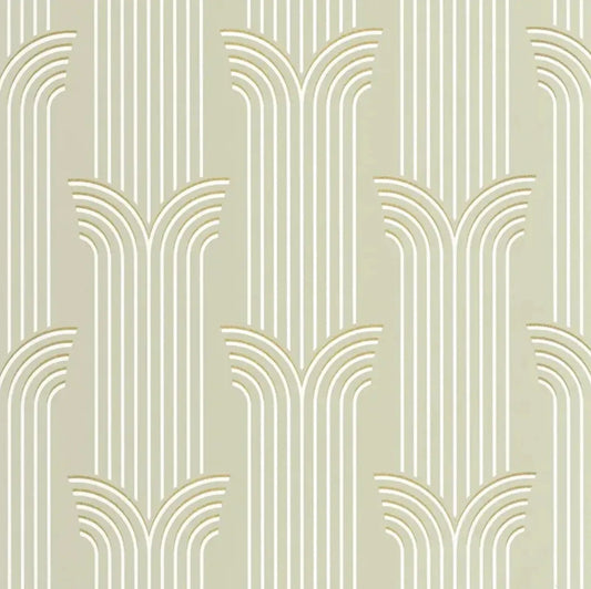 Closeup of a wallpaper showing its Art-Deco, Contemporary, Neutrals pattern, color, and subtle texture.