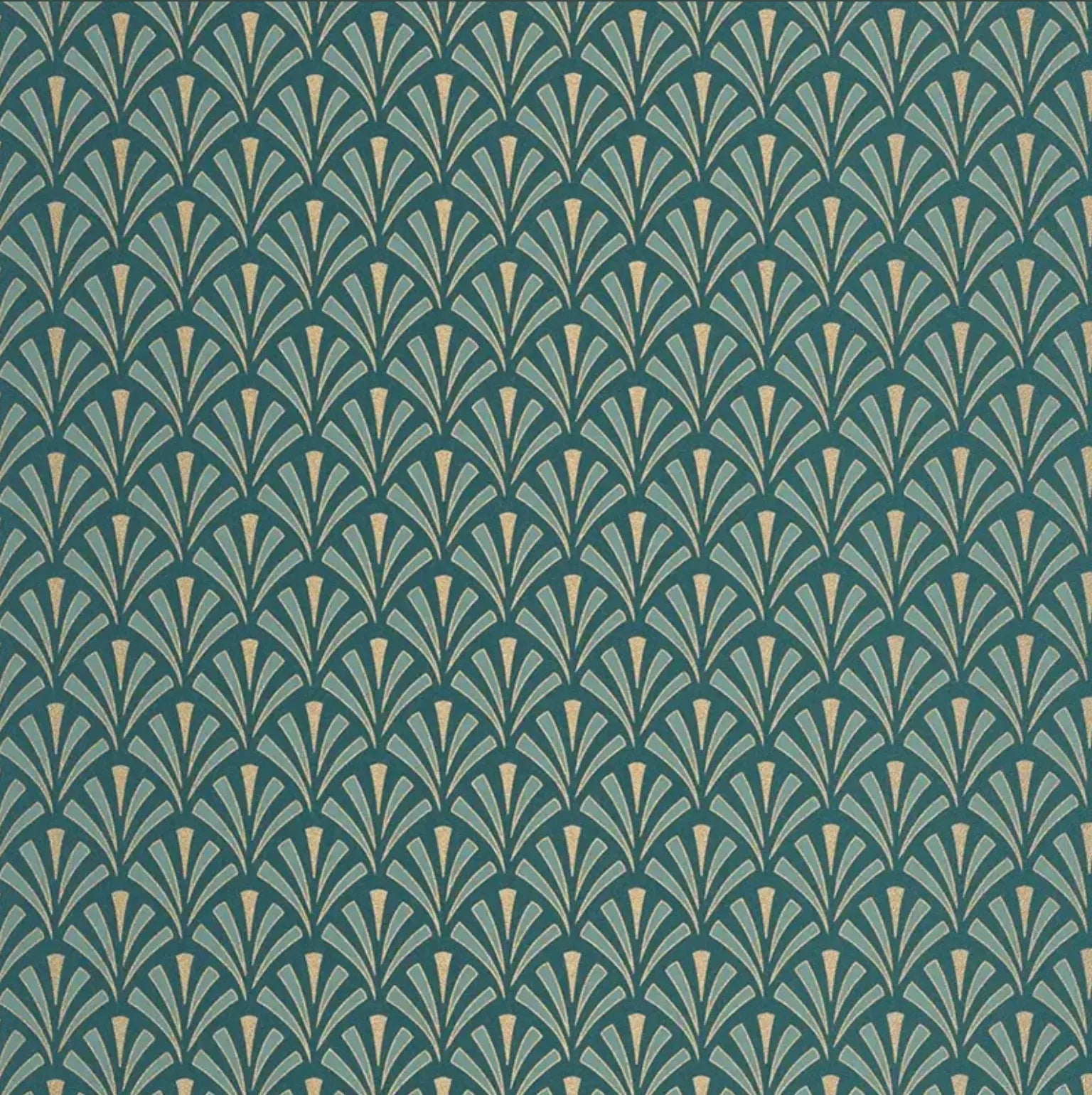 Closeup of a wallpaper showing its Art-Deco, Contemporary pattern, color, and subtle texture.