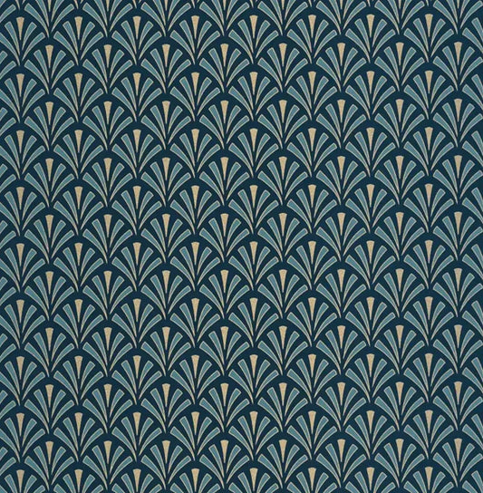 Closeup of a wallpaper showing its Art-Deco, Contemporary pattern, color, and subtle texture.
