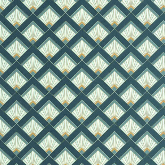 Closeup of a wallpaper showing its Art-Deco, Contemporary, Geometric pattern, color, and subtle texture.