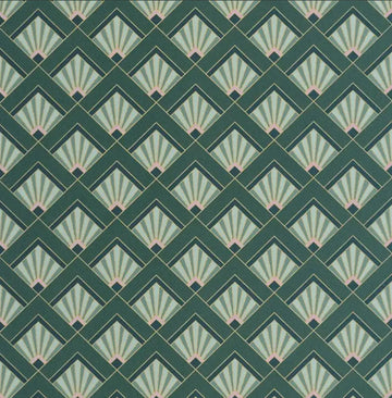 Closeup of a wallpaper showing its Art-Deco, Contemporary, Geometric pattern, color, and subtle texture.
