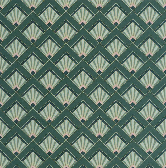 Closeup of a wallpaper showing its Art-Deco, Contemporary, Geometric pattern, color, and subtle texture.