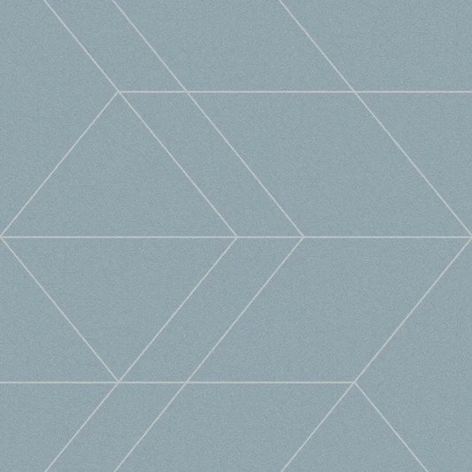 Closeup of a wallpaper showing its Blue, Contemporary, Geometric pattern, color, and subtle texture.