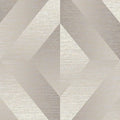 Closeup of a wallpaper showing its Contemporary, Geometric, Grey, Metallic, Taupe, Two-tone pattern, color, and subtle texture.