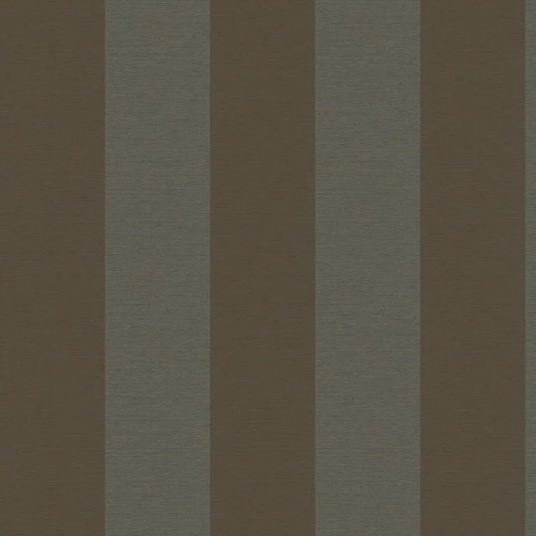 Closeup of a wallpaper showing its Brown, Contemporary, Metallic, Stripes, Two-tone pattern, color, and subtle texture.
