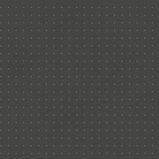 Closeup of a wallpaper showing its Black, Brown, Dots pattern, color, and subtle texture.