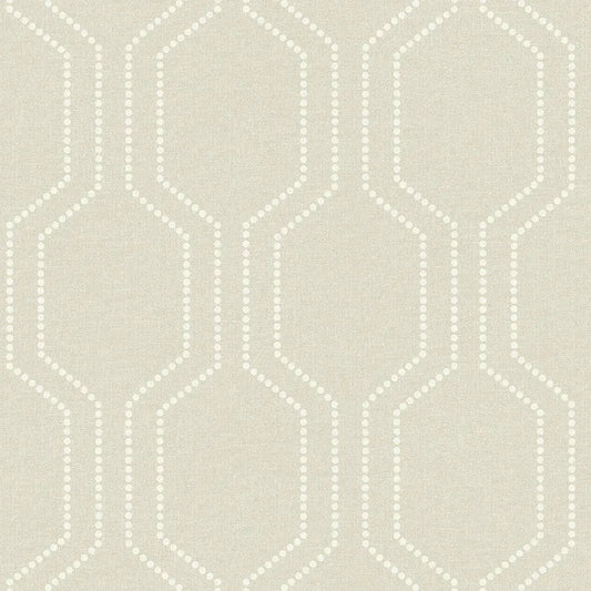 Closeup of a wallpaper showing its Contemporary, Cream, Geometric, Neutrals, Trellis, Unicolour pattern, color, and subtle texture.