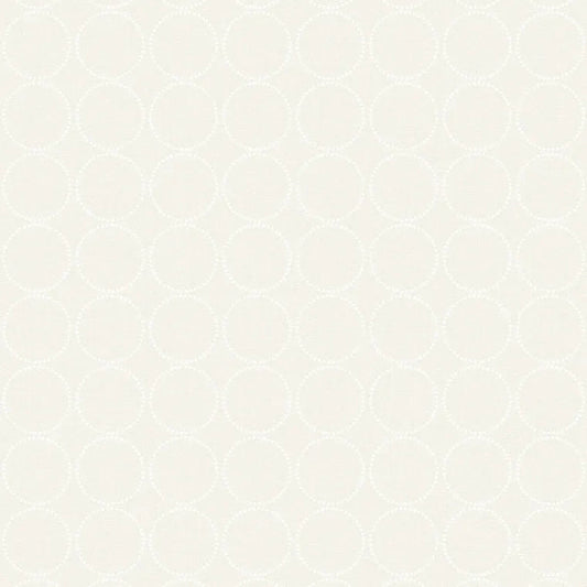 Closeup of a wallpaper showing its Circles, Contemporary, Cream, Monochrome, Neutrals, White pattern, color, and subtle texture.