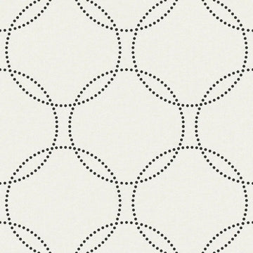 Closeup of a wallpaper showing its Circles, Contemporary, Geometric, Monochrome pattern, color, and subtle texture.