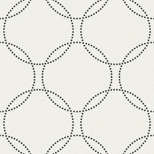 Closeup of a wallpaper showing its Circles, Contemporary, Geometric, Monochrome pattern, color, and subtle texture.