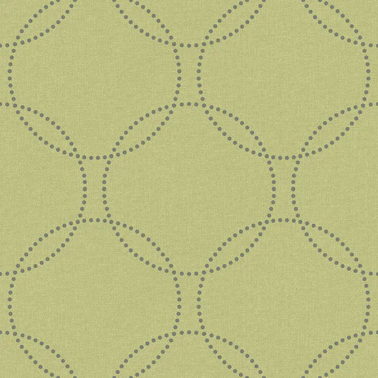 Closeup of a wallpaper showing its Circles, Contemporary, Geometric, Green pattern, color, and subtle texture.
