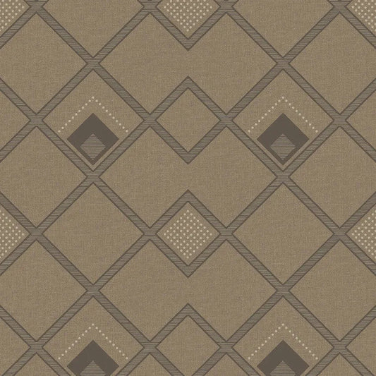 Closeup of a wallpaper showing its Brown, Contemporary, Geometric pattern, color, and subtle texture.