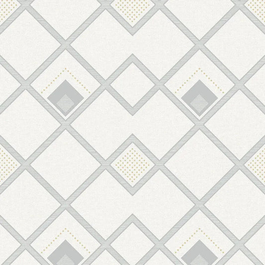 Closeup of a wallpaper showing its Contemporary, Geometric, Monochrome, White pattern, color, and subtle texture.