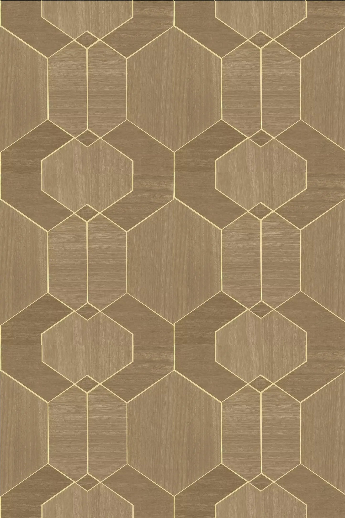 Wallpaper installed in a room showing its full pattern, color