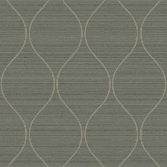 Closeup of a wallpaper showing its Brown, Contemporary, Green, Trellis, Unicolour pattern, color, and subtle texture.