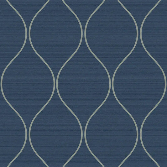 Closeup of a wallpaper showing its Blue, Contemporary, Trellis, Unicolour pattern, color, and subtle texture.