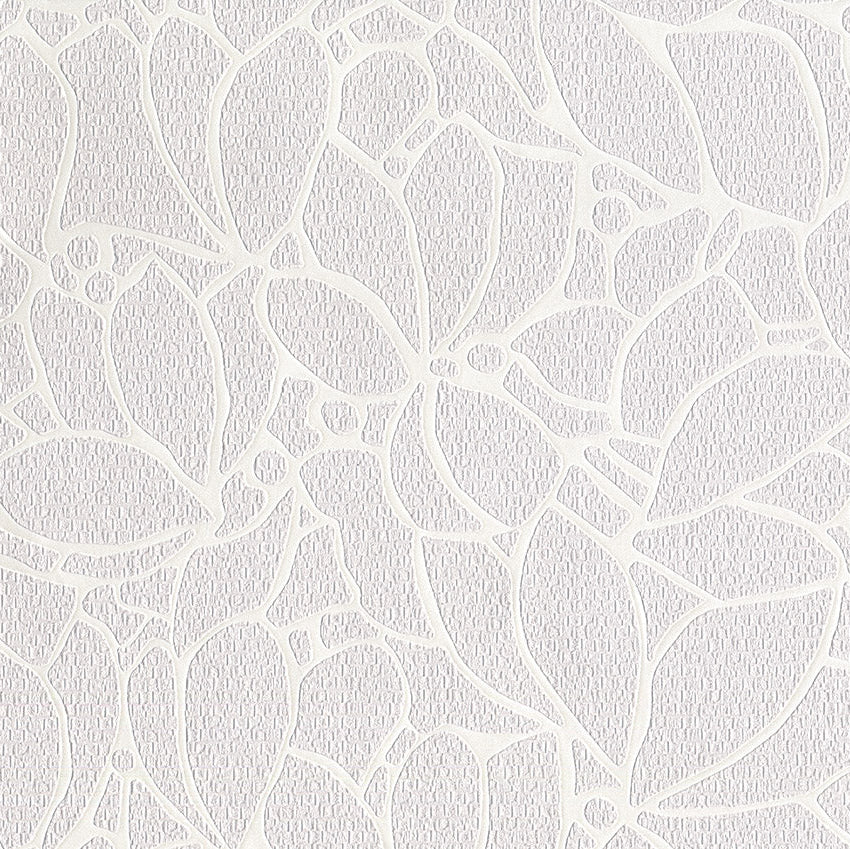 White floral pattern on a textured white background