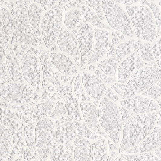 White floral pattern on a textured white background