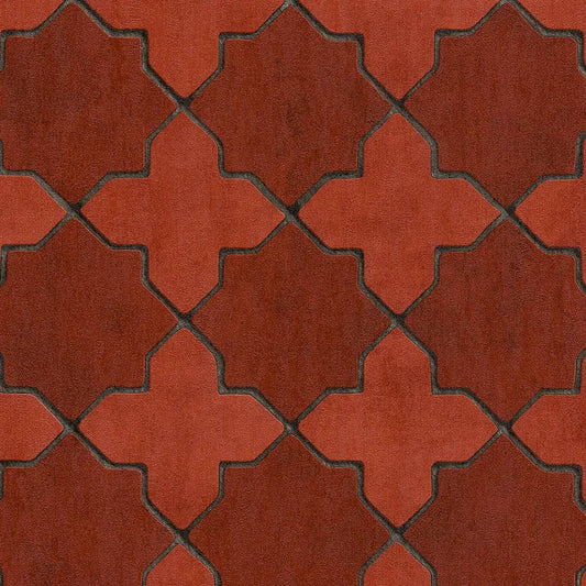 Closeup of a wallpaper showing its Geometric, Red, Two-tone pattern, color, and texture.