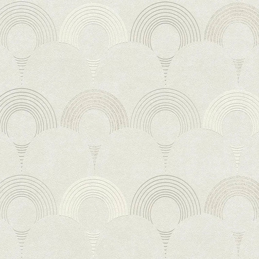 Closeup of a wallpaper showing its Art-Deco, Contemporary, Geometric, Neutrals, Two-tone pattern, color, and texture.