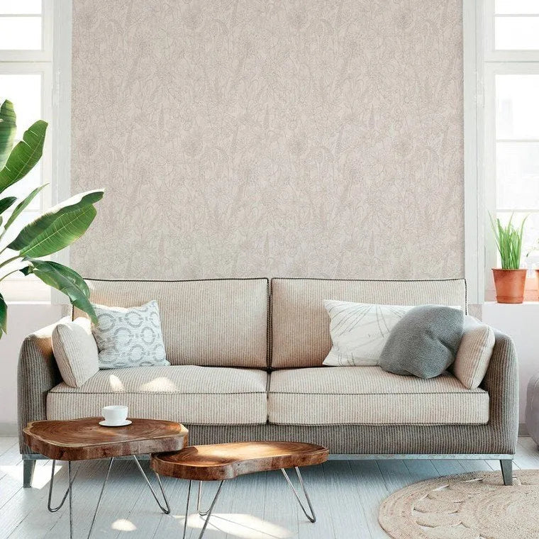 Closeup of a wallpaper showing its Black, Contemporary, Floral pattern, color, and texture.