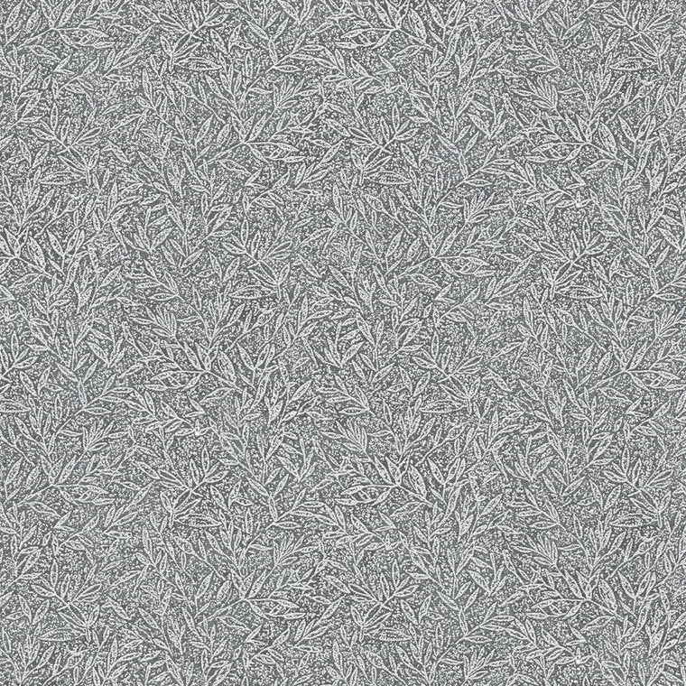 Closeup of a wallpaper showing its Black, Contemporary, Floral, Grey, Monochrome pattern, color, and subtle texture.