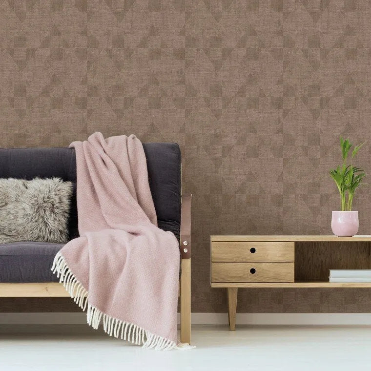 Wallpaper installed in a room showing its full pattern, color