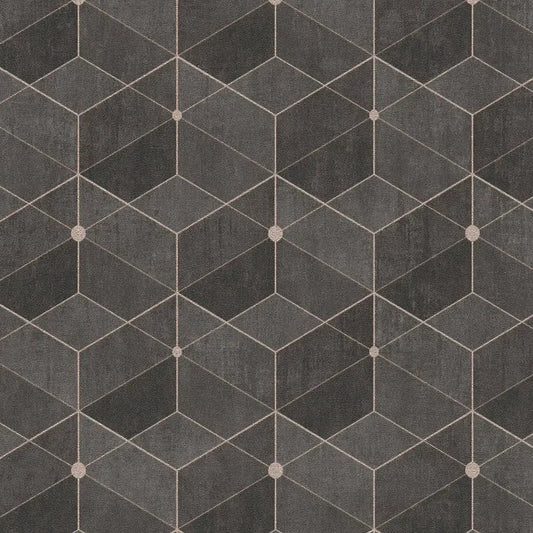 Closeup of a wallpaper showing its Art-Deco, Contemporary, Geometric pattern, color, and subtle texture.