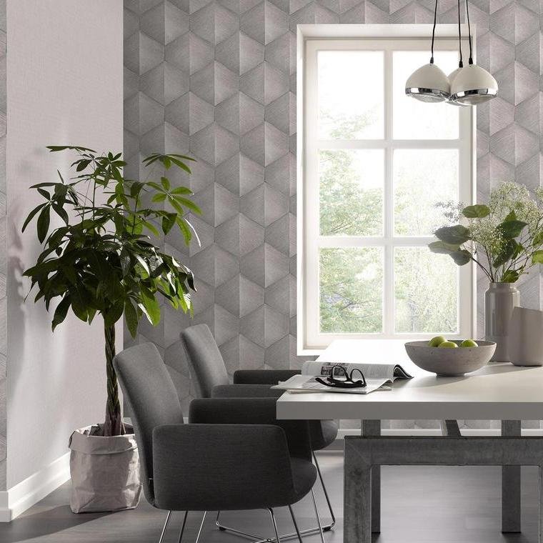 Closeup of a wallpaper showing its Contemporary, Geometric, Purple pattern, color, and subtle texture.