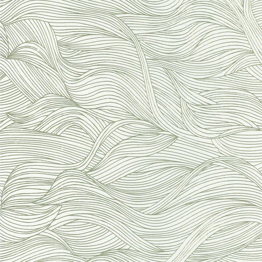 Closeup of a wallpaper showing its Art-Deco, Contemporary, Waves pattern, color, and subtle texture.