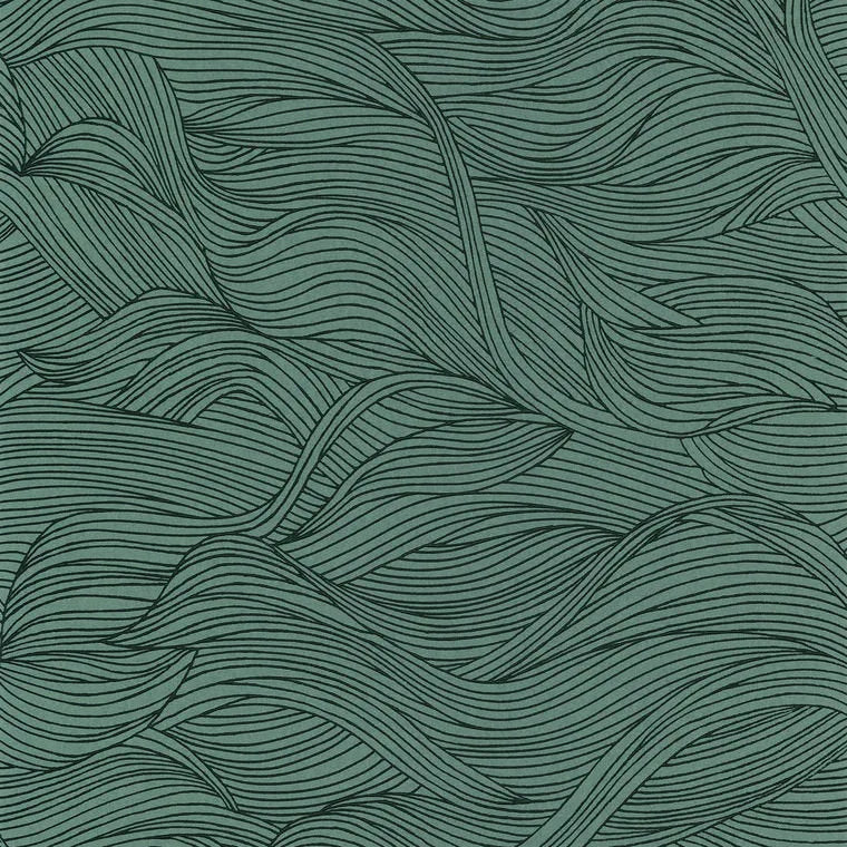 Closeup of a wallpaper showing its Art-Deco, Contemporary, Waves pattern, color, and subtle texture.