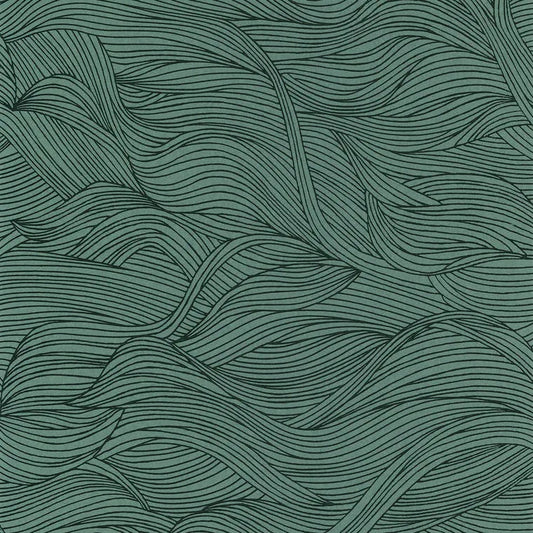 Closeup of a wallpaper showing its Art-Deco, Contemporary, Waves pattern, color, and subtle texture.