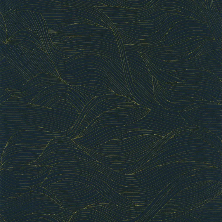 Closeup of a wallpaper showing its Art-Deco, Contemporary, Waves pattern, color, and subtle texture.