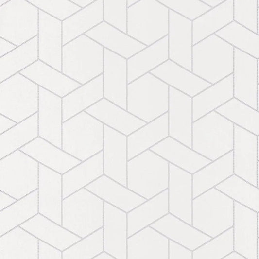 Closeup of a wallpaper showing its Art-Deco, Contemporary, Geometric, Two-tone pattern, color, and subtle texture.