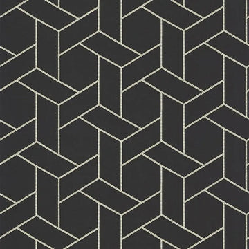 Closeup of a wallpaper showing its Art-Deco, Contemporary, Dramatic, Geometric, Monochrome pattern, color, and subtle texture.