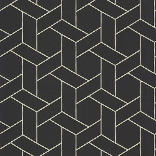 Closeup of a wallpaper showing its Art-Deco, Contemporary, Dramatic, Geometric, Monochrome pattern, color, and subtle texture.