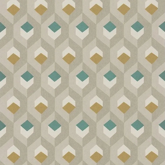Closeup of a wallpaper showing its Contemporary, Geometric, Multicolour, Neutrals pattern, color, and subtle texture.